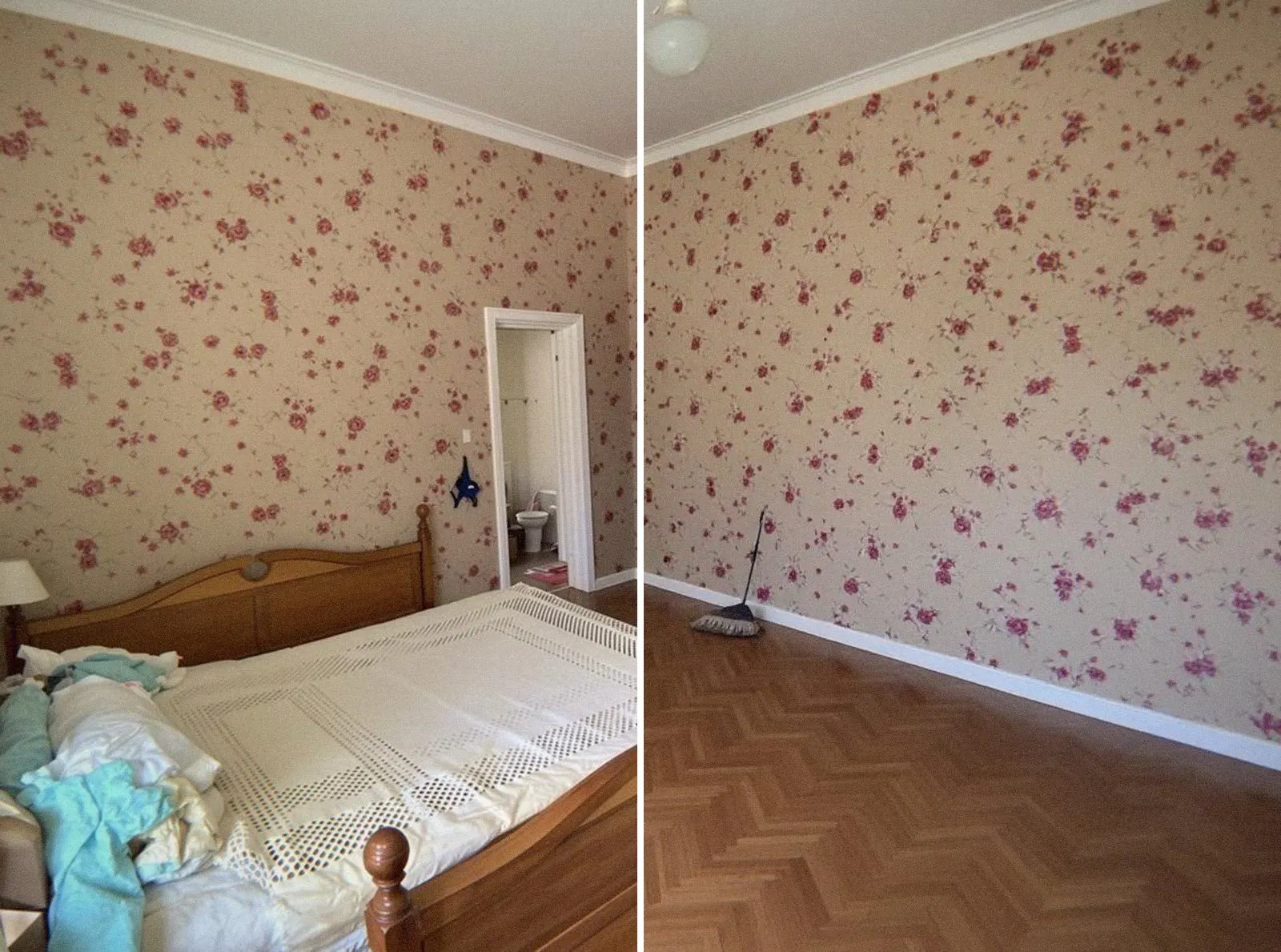 Chambre d'un appartement de famille à Lyon avant et après un débarras de succession